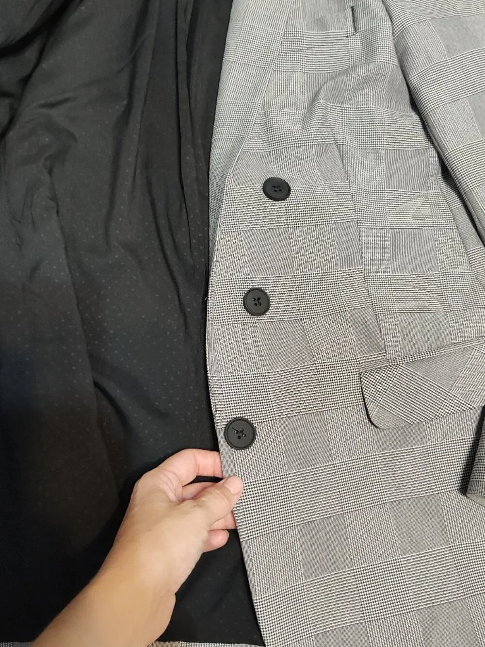 Express Men’s Women's Unisex Gray Glen Plaid Double-Breasted Suit Blazer,Size M